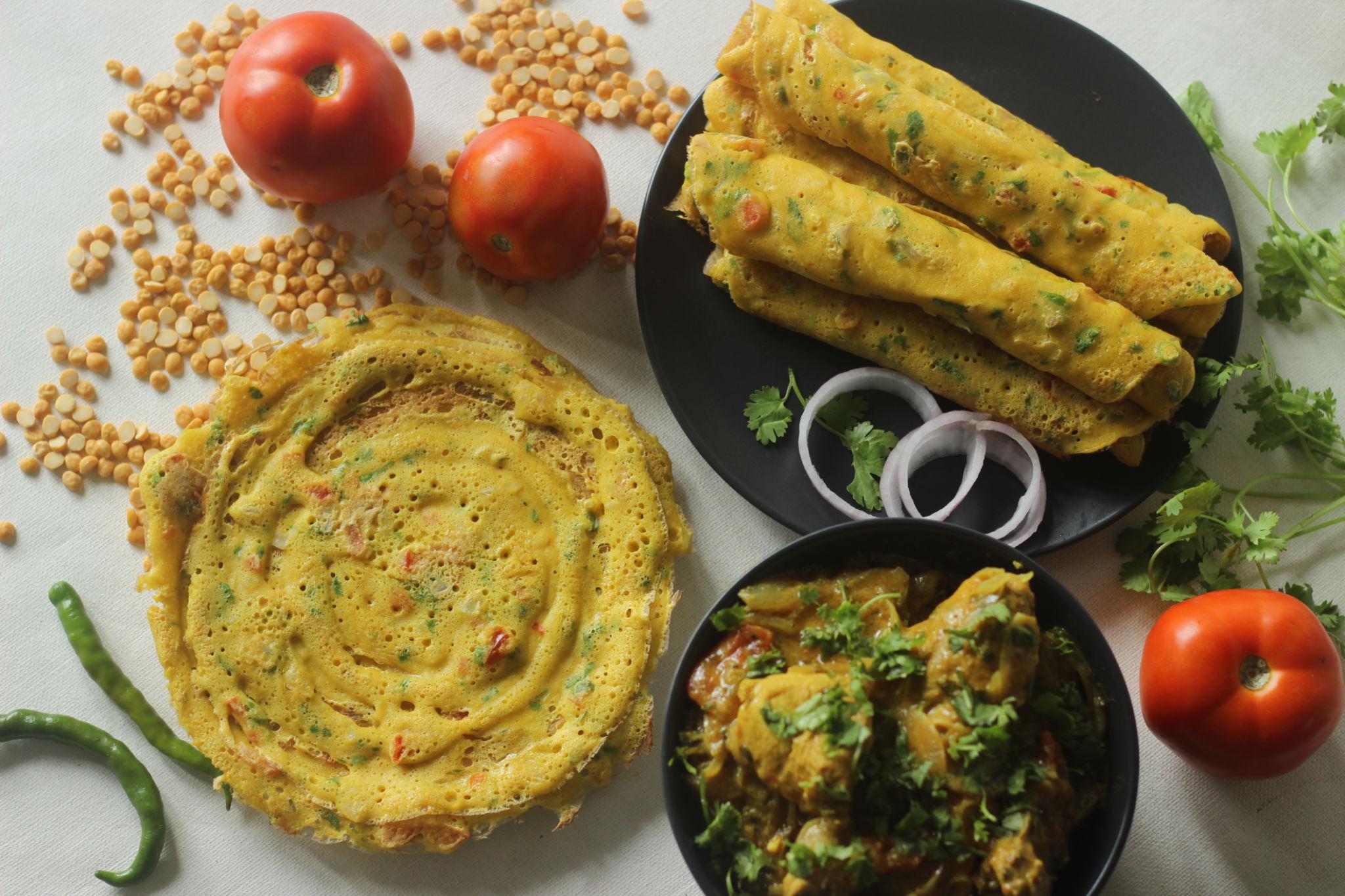 Moong Dal Chicken Chilla